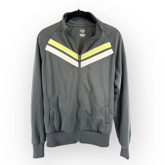 Nike Ladies Retro Vintage 80s Style Track Jacket Gray Green White | Sz M | NWOT - Picture 1 of 6